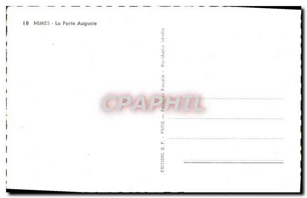 Nîmes - A Porta Augusta — editor O.P. Paris, n°18 - Verso