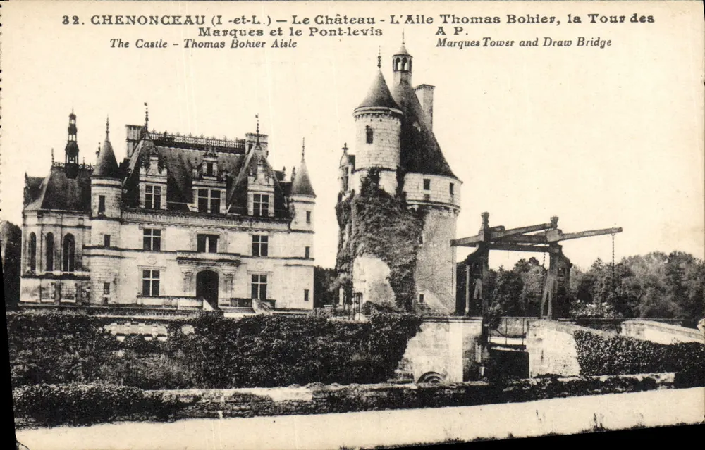 Chenonceau (Loiret) — Das Schloss, die Turm der Marques und das Zugbrücke — A.P. (Verlag) - Vorderseite