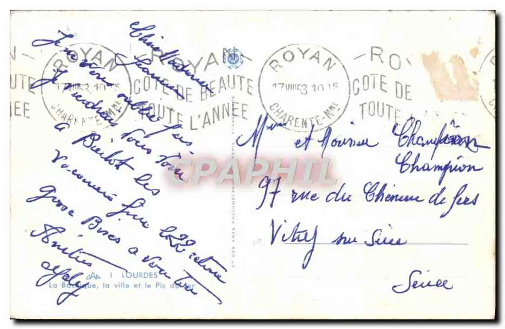 Lourdes — Die Basilika und der Pic du Jer — Verlag: C. des Arts Photographiques - Rückseite