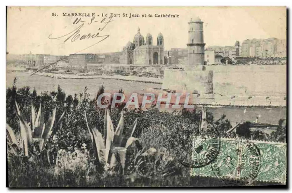 Marseille - Fort Saint Jean und die Kathedrale — Atelier de Phototypie Quande, n°82 - Vorderseite