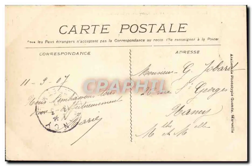 Marseille - Fort Saint Jean und die Kathedrale — Atelier de Phototypie Quande, n°82 - Rückseite