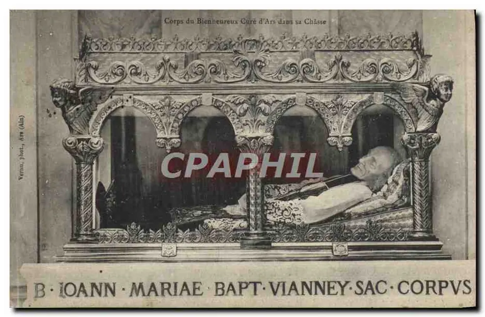 Ciało Bienawego Kapłana z Arz w jego Kryptie — B. Joann. Mariae Bapt. Vianney. Sac. Corpus — Verrou, fot. Arz (Als) - Awers