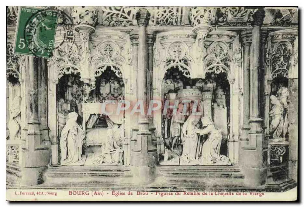 Bourg (Ain) - Kirche von Brou - Figuren des Altars der Kapelle der Jungfrau — L. Ferrand, Verlag, Bourg - Vorderseite