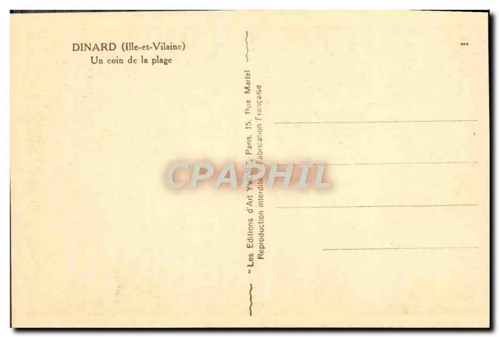Dinard (Ille-et-Vilaine) — Um canto da praia — Les Éditions d'Art Yvon, Paris - Verso