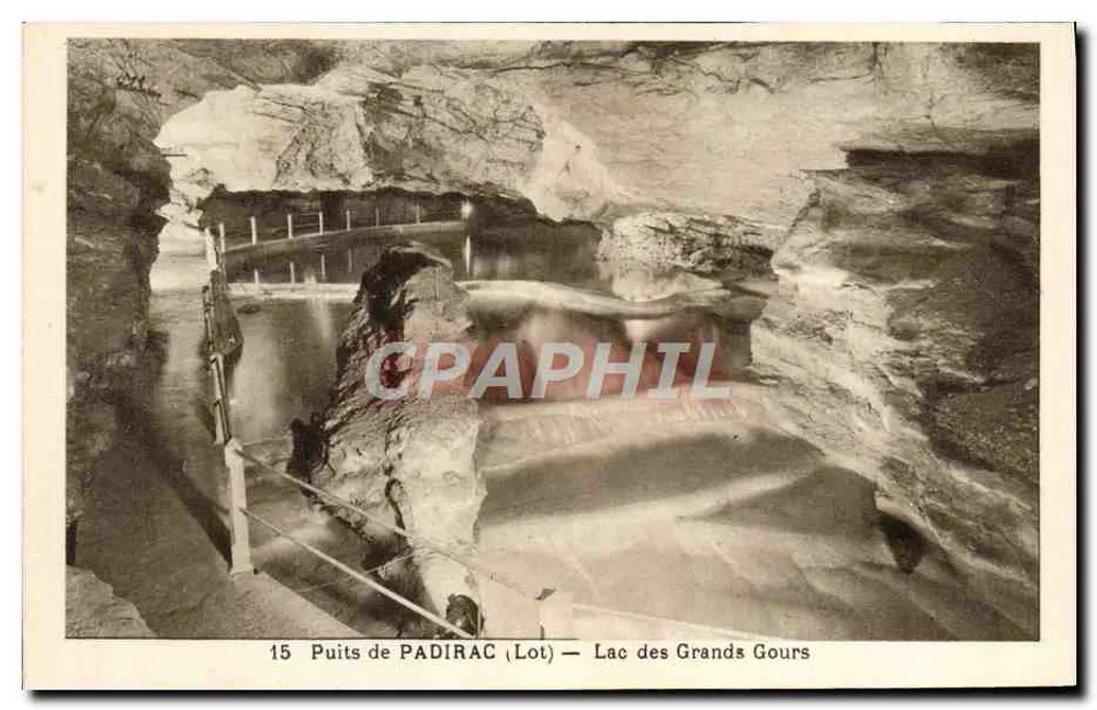 Poço de Padirac (Lot) — Lago dos Grandes Gours — Fototipia Hélio France - Frente