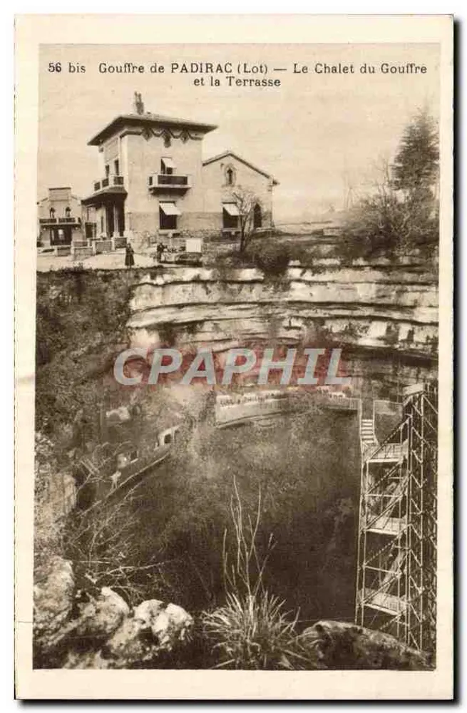 Gouffre de Padirac (Lot) — Das Chalet des Gouffres und die Terrasse — Phototypie-Hélios, Limoges - Vorderseite