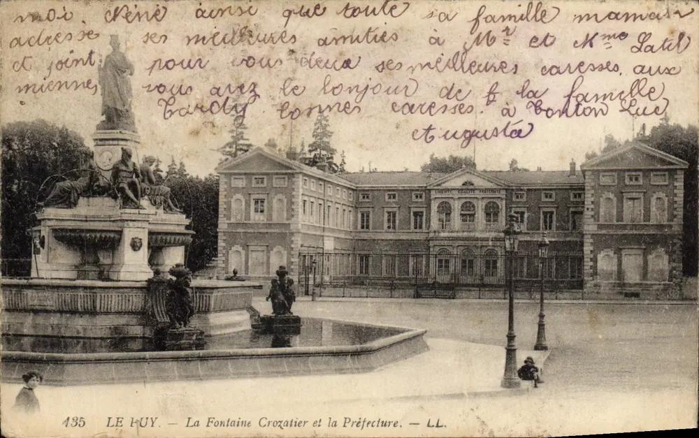 Le Huy — Ansicht der Fontaine Crozatier und der Präfektur — LL. n° 435 - Vorderseite