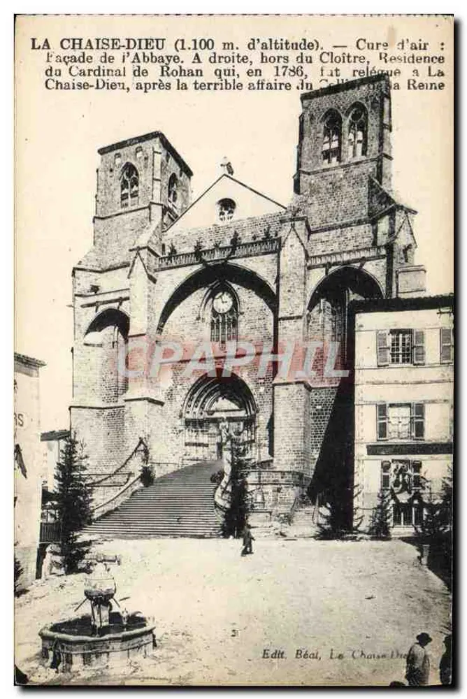 La Chaise-Dieu (1.100 m Höhe) — Fassade der Abtei, Wohnsitz des Kardinals de Rohan — Édit. Bécal - Vorderseite