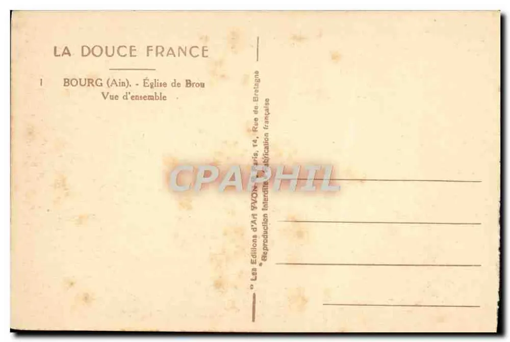 Bourg (Ain) — Igreja de Brou — Vista geral — Edições d'Art Yvon, Paris - Verso