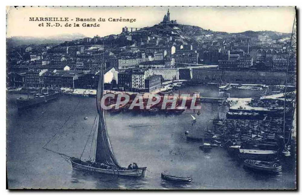 Marseille - Carénagebecken und Notre-Dame de la Garde - Vorderseite