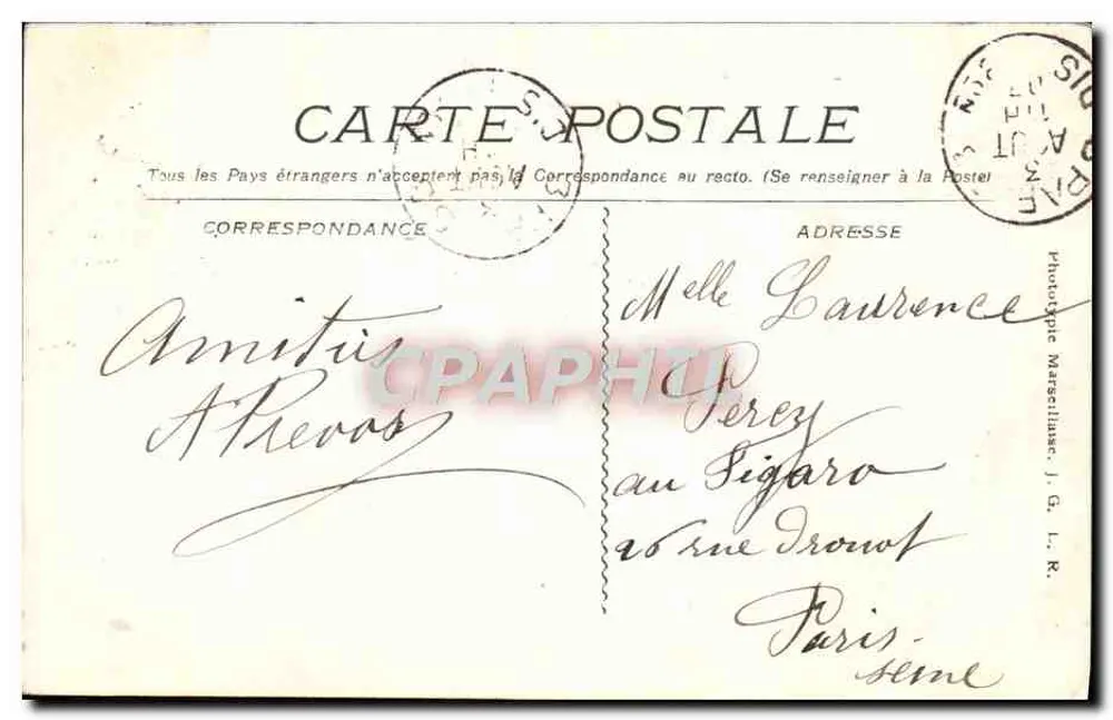 Marselha — A Prefeitura — Editor: J. G. L. R. - Verso