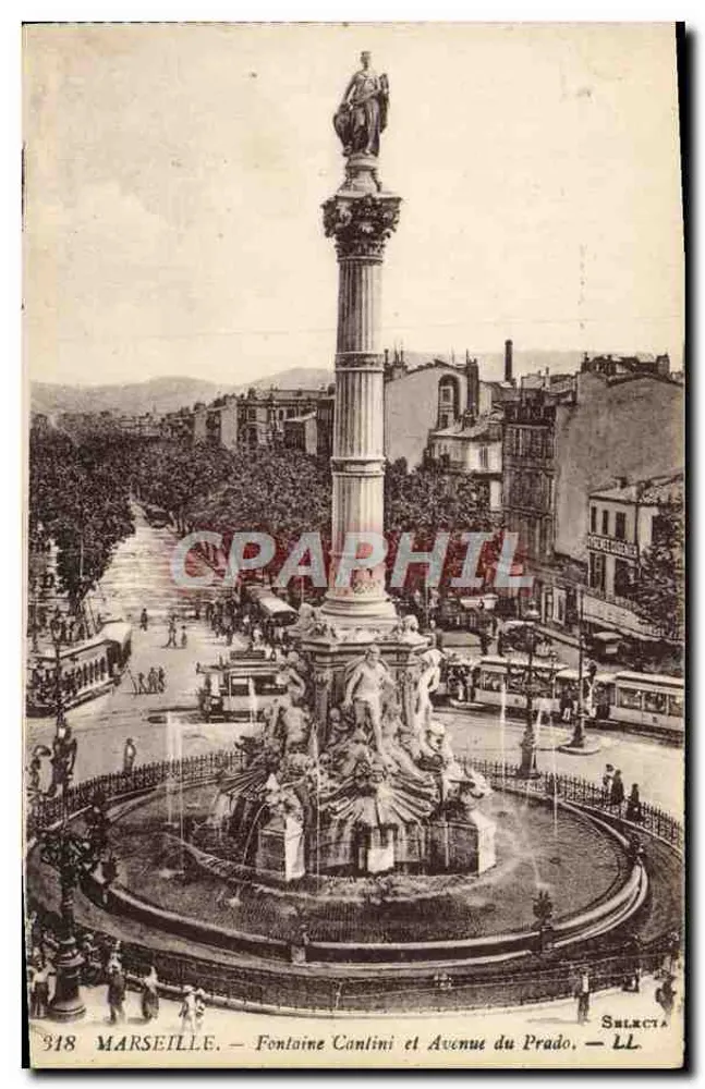 Marseille — Fontaine Cantini und Avenue du Prado — Selecta - Vorderseite
