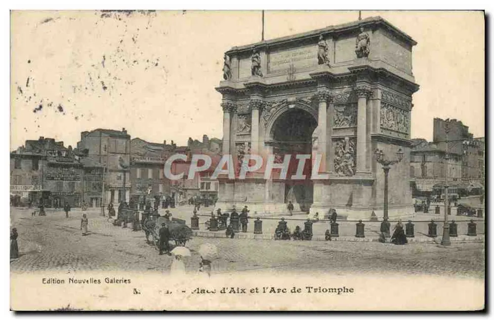 Place d'Aix et l'Arc de Triomphe — éditeur Edition Nouvelles Galeries, n° A. 11 - Awers