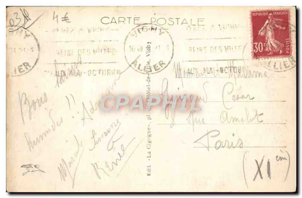 Vichy — Panoramablick auf die Kirche Saint-Louis — Verlag « La Cigogne » - Rückseite