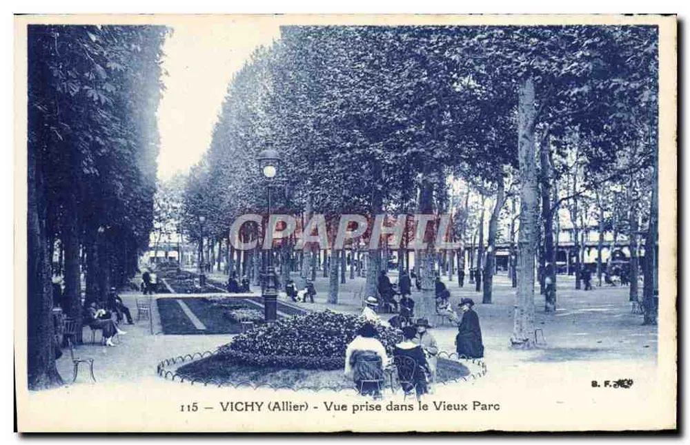 Vichy (Allier) — Ansicht aus dem Alten Park — B. F. Allier, n°115 - Vorderseite