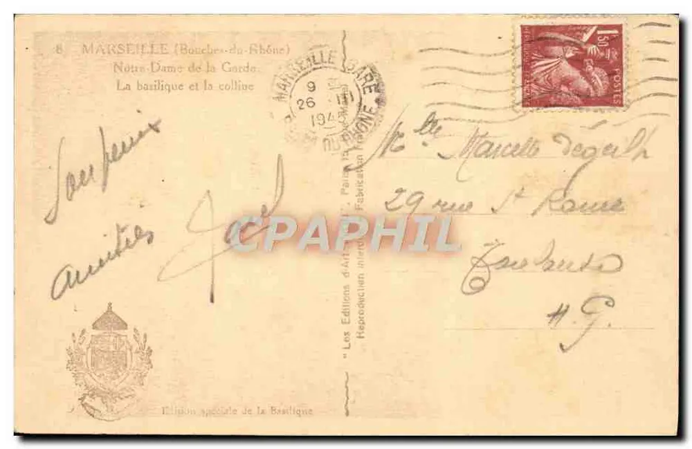 Notre-Dame de la Garde — Marseille — Héprounchian Art Editions - Rückseite