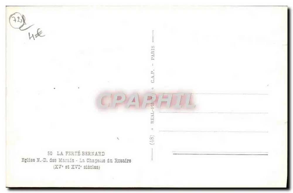 La Ferté-Bernard — Kirche N.-D. des Marais - Kapelle des Rosenkranzes (15. und 16. Jahrhundert) — G.A.P. Cap - Rückseite