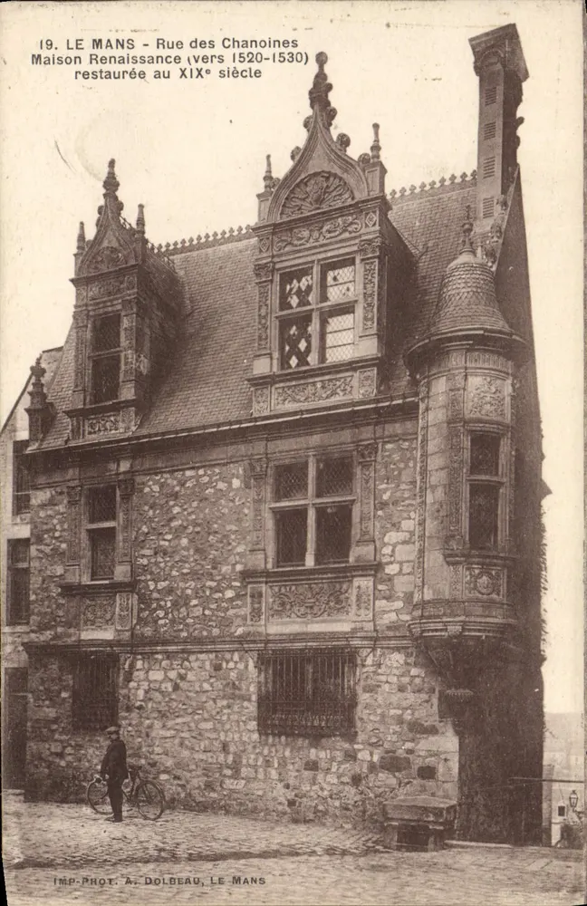Le Mans - Rue des Chanoines — Casa Renascentista (cerca de 1520-1530) restaurada no século XIX — IMP-PHOT. A. DOLBEAU, LE MANS - Frente