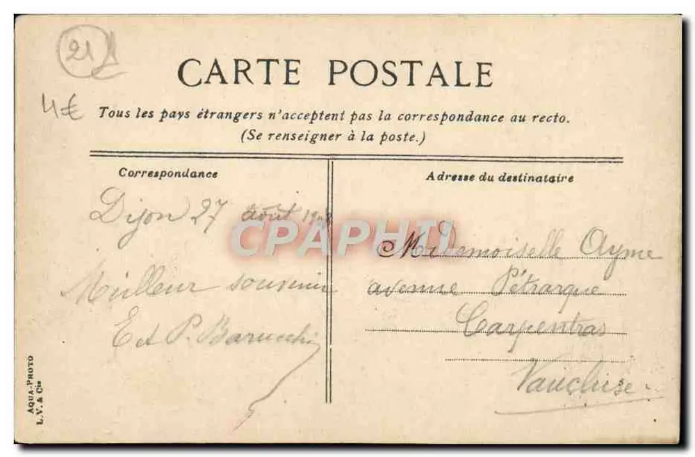 Dijon. Museum - Wachzimmer. Grabmale der Herzöge von Burgund — Verlag L.V. & Cie, Nr. 443 - Rückseite