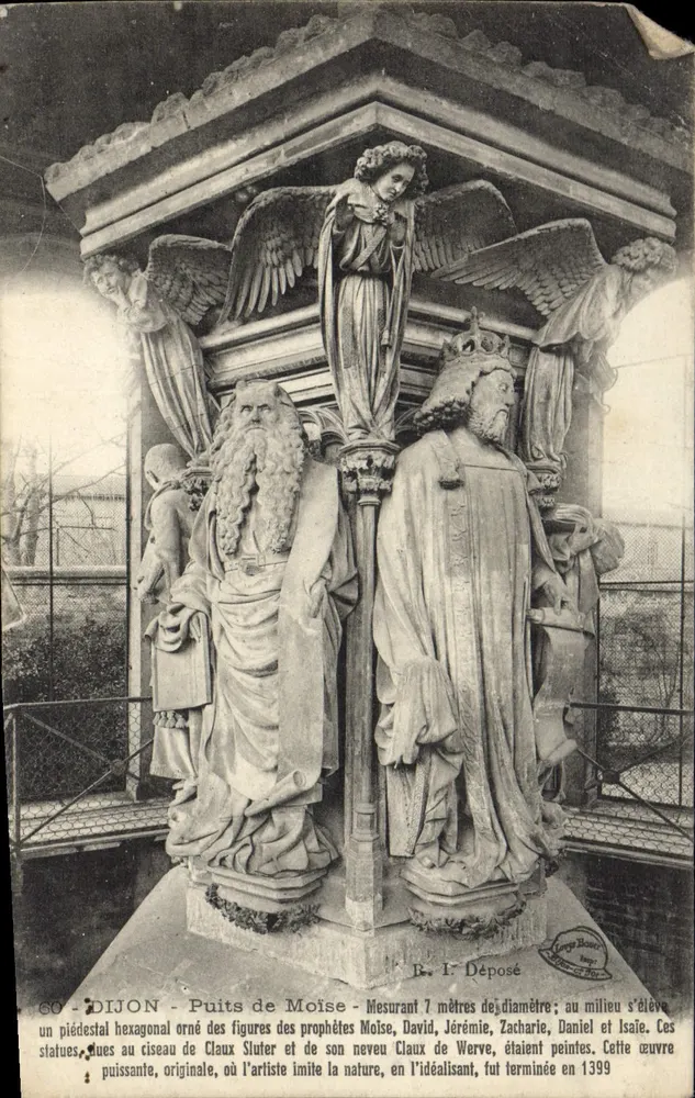 Dijon - Poço de Moisés — obra de Claes Sluter e Claes de Werve, terminada em 1399 — editor R. I. Depositado - Frente