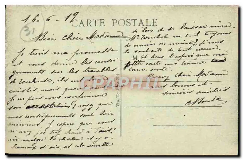 Toulouse — Ansicht des Jardin des Plantes — Imp. édit., Kunstfoto, Toulouse - Rückseite
