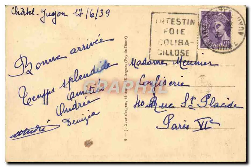 Gour de Tazenat — Einer der schönsten Seen von Auvergne, alter Krater — Tiefe 75 m. - Rückseite