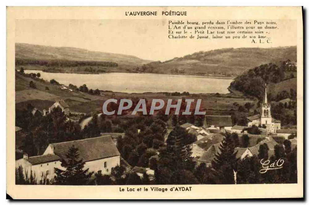 Der See und das Dorf Aydat — Panoramablick mit Kirche und See — Verlag Gd'O, n° B.C. 1514 - Vorderseite