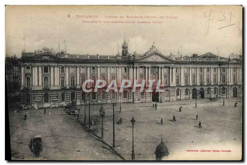 Toulouse - Fassade des Capitole (Stadthaus) - Von Architekt Cammas gebaut (1700) - Vorderseite