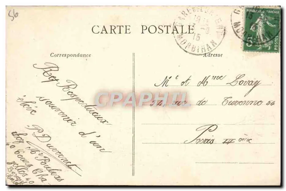 Kerpape - Umgebung von Lorient — Die malerische Bretagne — Verlag A. Wavre, Sammlung A. Wavre, n° 966 - Rückseite