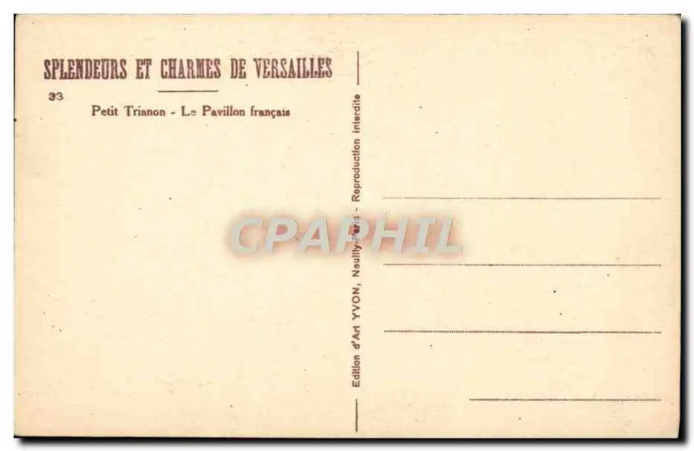 Petit Trianon — O Pavilhão Francês — Edição de Arte YVON - Verso