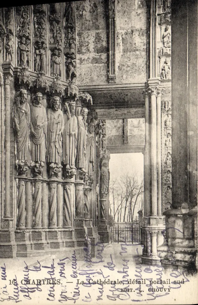 Chartres — Ansicht der Kathedrale, Detail des südlichen Portals — Verlag L. Chouvy - Vorderseite