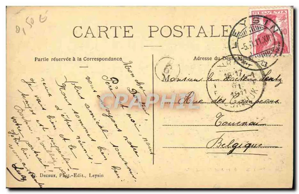 Dent du Midi e mar de nuvens — 235 — Décaux, Fot.-Ed., Leysin - Verso