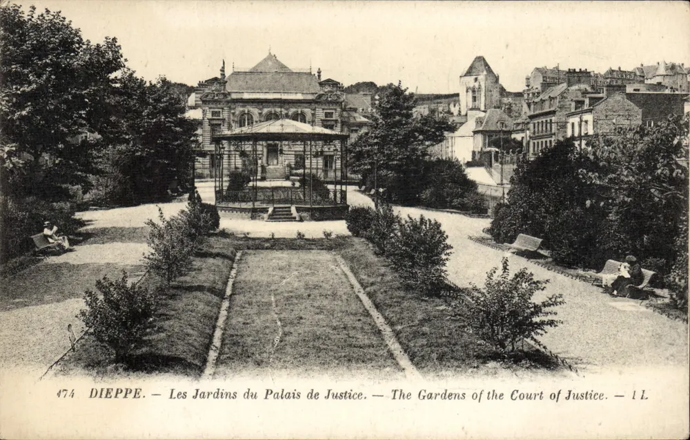 Dieppe — Die Gärten des Palais de Justice — Lévy Fils & Cie, Paris, n° 474 - Vorderseite