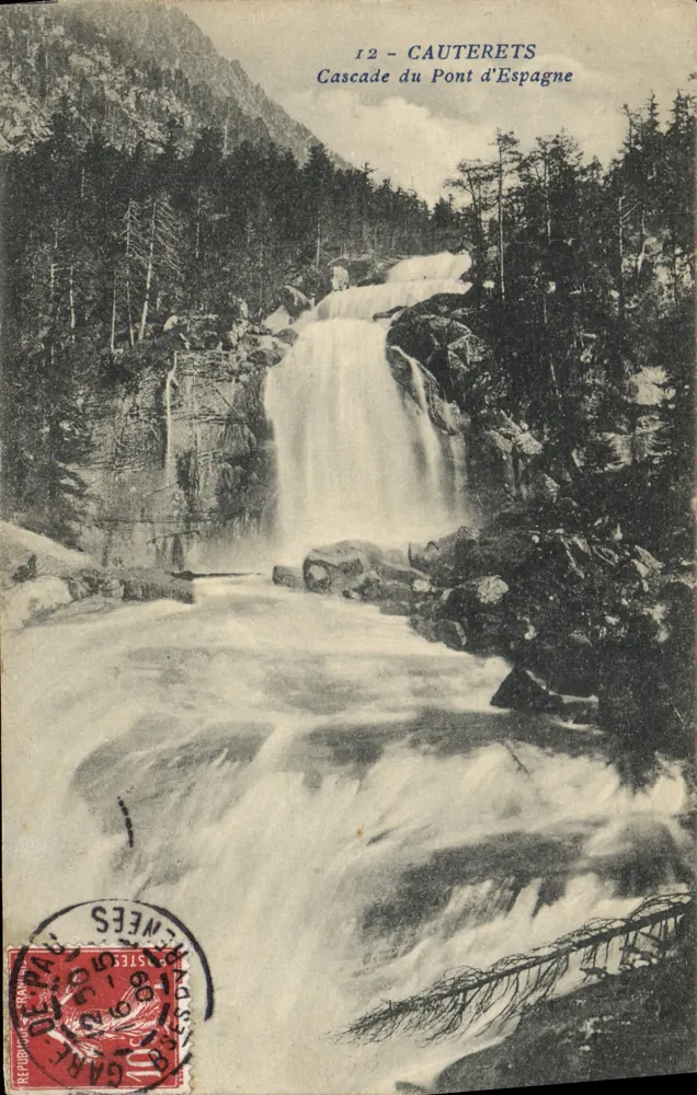 Cauterets — Cachoeira do Pont d'Espagne — Editor não identificado, n° de série 12 - Frente