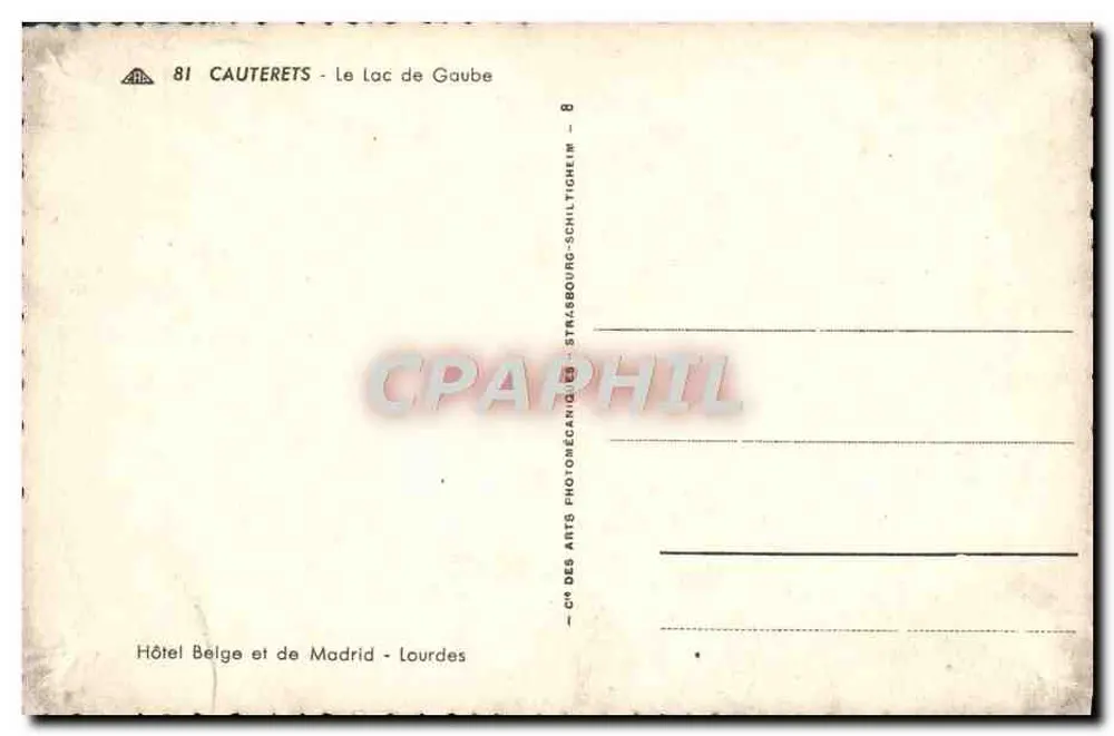 Cauterets - Lago de Gaube — Hotel Belga e de Madrid - Lourdes - Verso