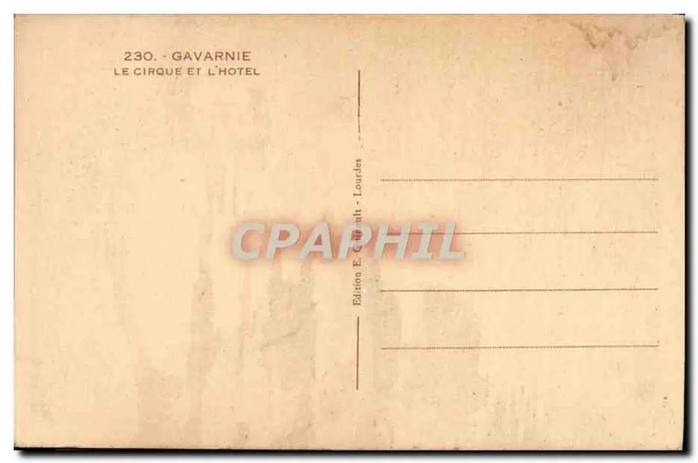 Gavarnie — O circo e o hotel — Edição E. Gibrault, Lourdes - Verso
