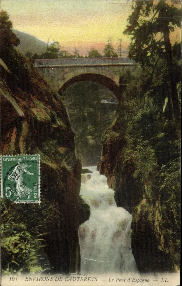 Environs de Cauterets — O Ponte da Espanha — LL. — N° 105 - Frente