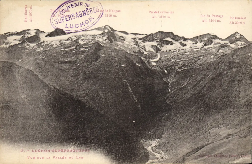 Ausblick auf das Tal des Lys — Luchon-Superbagnères — Verlag Superbagnères - Vorderseite