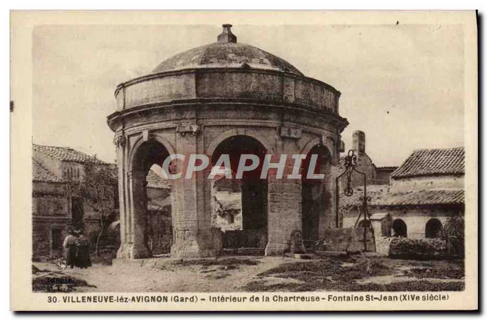 Villeneuve-lès-Avignon (Gard) — Innenansicht der Chartreuse — Fontaine Saint-Jean (14. Jahrhundert) - Vorderseite
