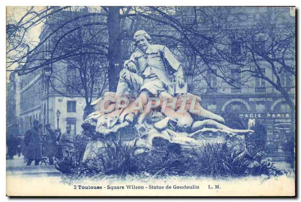 Toulouse - Platz Wilson - Statue von Goudoulin — L. M. - Vorderseite