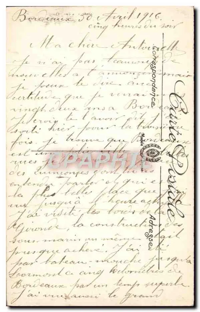 Bordeaux — Säule der Girondinen und die Quinconces — Verlag L.I. - Rückseite