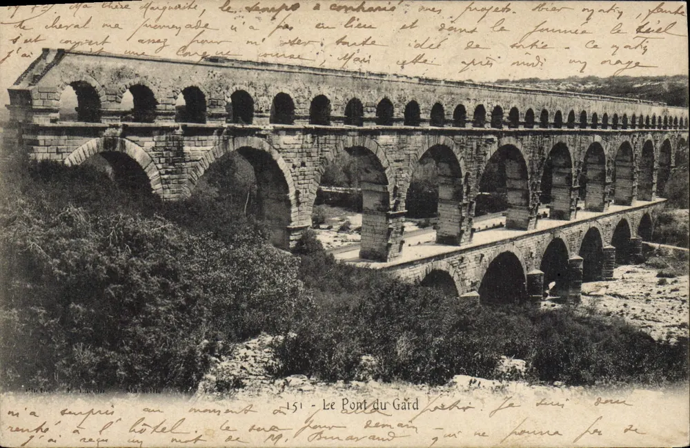 O Ponte du Gard — vista panorâmica — Foto F. Lacroix, Marselha, n°151 - Frente
