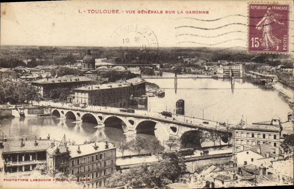Toulouse — Allgemeine Ansicht über die Garonne — Phototypie Labouche Frères, Toulouse - Vorderseite