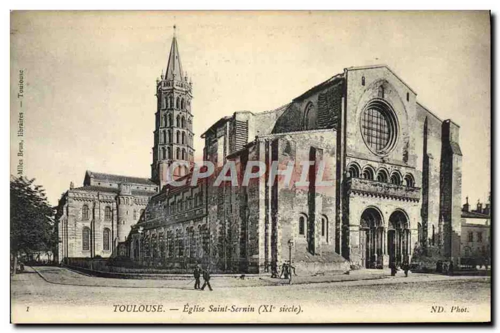 Toulouse — Igreja de Saint-Sernin (século XI) — Miles Benn, Livreiros — Toulouse - Frente