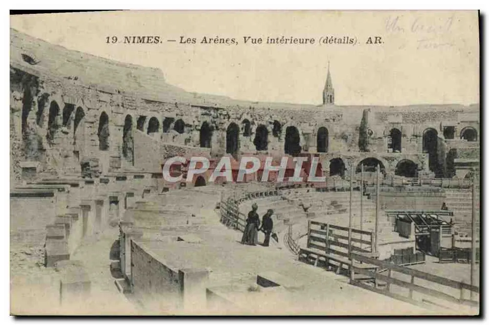 Nîmes — Les Arènes, Vue intérieure (détails) — AR. - Frente