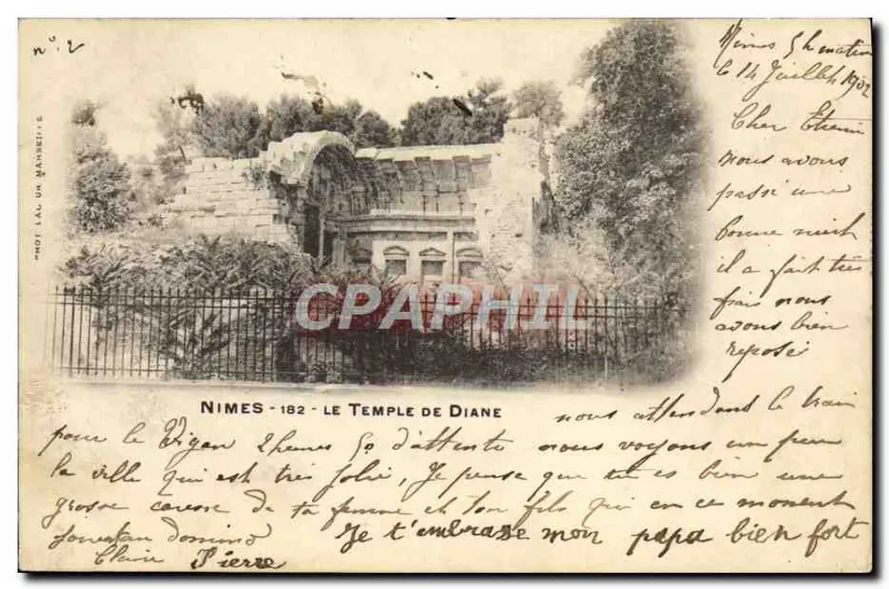 Nîmes - O Templo de Diana — editor P. Kal un Mannet, n°2 - Frente
