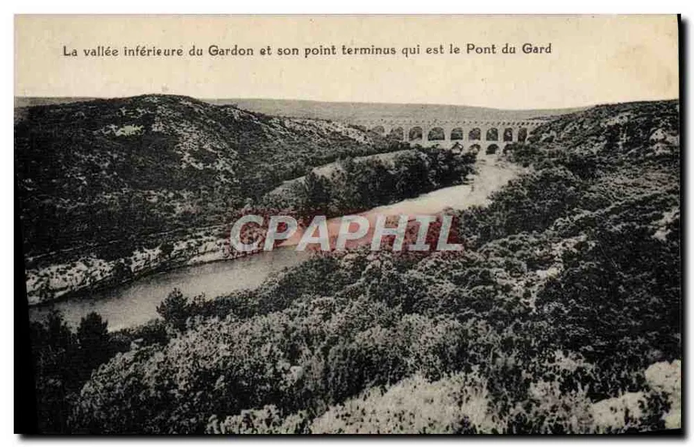 Untere Talregion des Gardon und sein Endpunkt, der Pont du Gard — Verleger nicht sichtbar - Vorderseite