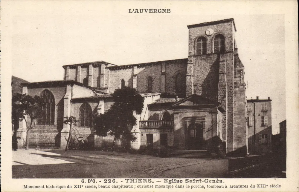 Kirche Saint-Genès in Thiers — Historisches Denkmal des 12. Jahrhunderts, Mosaik und gewölbter Sarg des 13. Jahrhunderts — G. D'O. Nr. 226 - Vorderseite