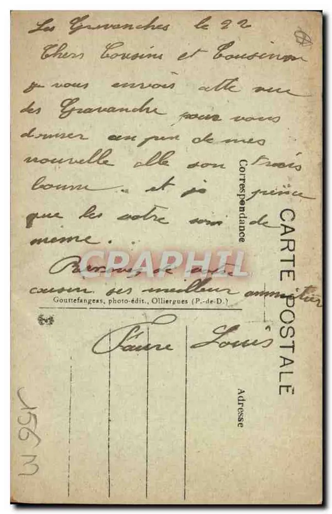 Clermont-Ferrand — Vista dos Gravanches — G. d'O. - Verso