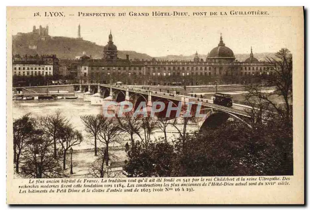 LYON — Perspektive des Grand Hôtel-Dieu, Brücke Guillotière — X. Goutaigré, Verleger, 3e-r. Victor-Hugo, Lyon. - Vorderseite